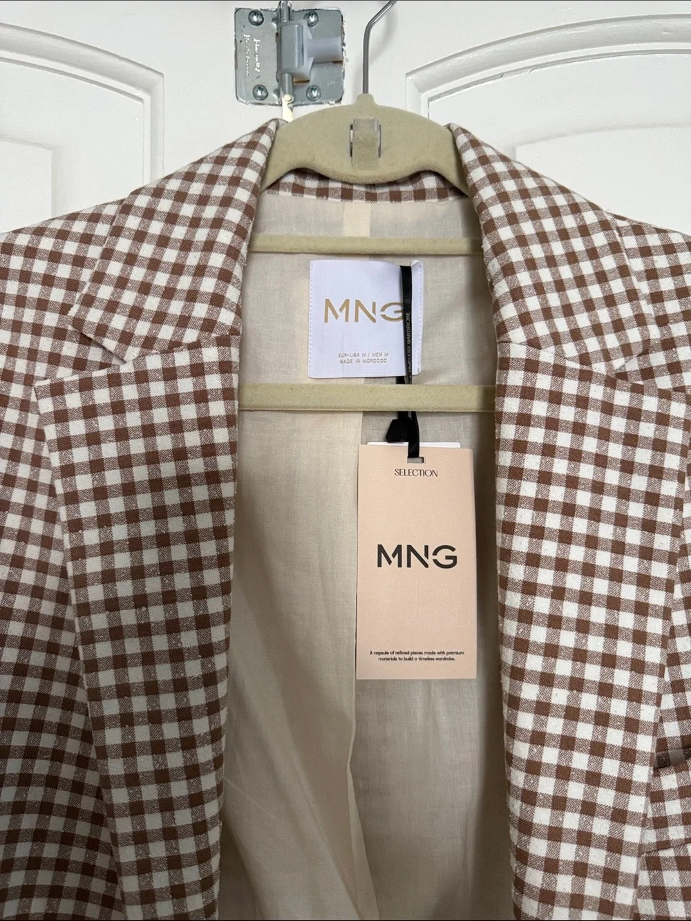 Mango Brown and White Gingham Blazer - Picture 4 of 7